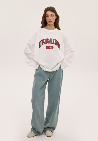 Лонгслив oversize unisex "UKRAINE 1991" молочный Лонгслив oversize unisex "UKRAINE 1991" молочный